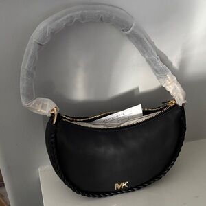 Michael Kors Black Shoulder Bag with Gold Accents